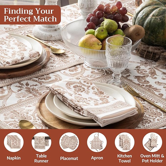Maison d' Hermine Table Cloth Square Table 100% Cotton 54 x 54 Inches Fall Tablecloth Reusable Everyday Use for Thanksgiving Christmas Decorations Dining Farmhouse Party (Allure)