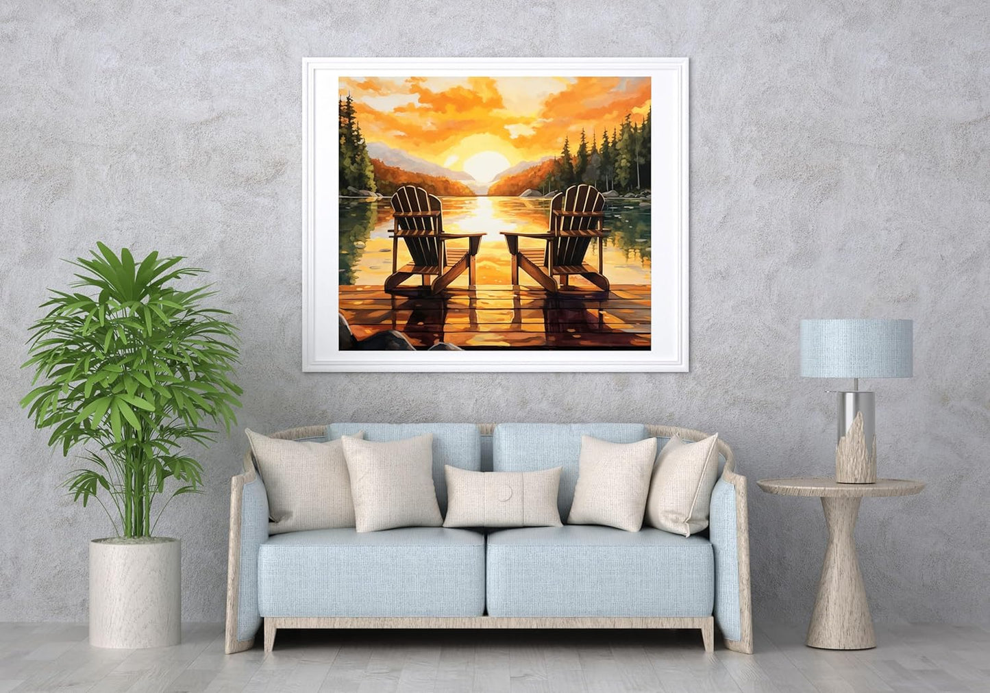 14CT Counted Cross Stitch Kits for Adults Mountain Flowers Stamped Cross Stitch Kits for Adults Clearance (Lake)