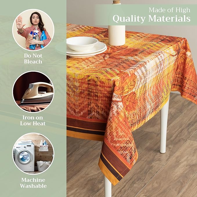 Maison d' Hermine Table Cloth Rectangle Table 100% Cotton 70 x 108 Inches Fall Tablecloth Reusable Everyday Use for Thanksgiving Christmas Decorations Dining Farmhouse Party (Thanksgiving Tartan)