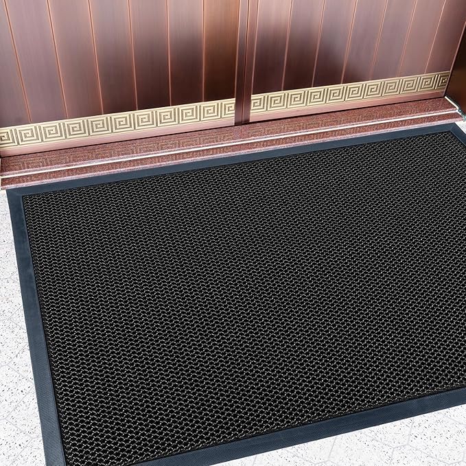 Outdoor Indoor Door Mats for Entryway, Heavy Duty and Durable All-Weather Entry Mat, Low Profile, Non-Slip and Easy Clean Outdoor Doormat for Entrance, Patio and Garage (Black and white 47"x31")