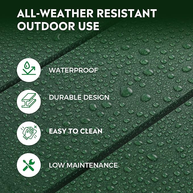 Costaelm Patio Bistro Table, 42" Counter Height Round Patio Cocktail Bar Table with Umbrella Hole, Outdoor Bistro Dining Pub Table for Front Porch Deck Backyard Garden, Dark Green