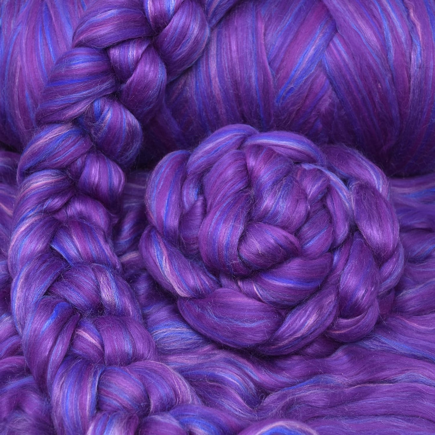 Merino Silk Luxe Tonal Designer Blend. Superfine Merino, Mulberry Silk, Tussah Silk. Top Roving for Spinning or Felting. Violet Volcano 4oz