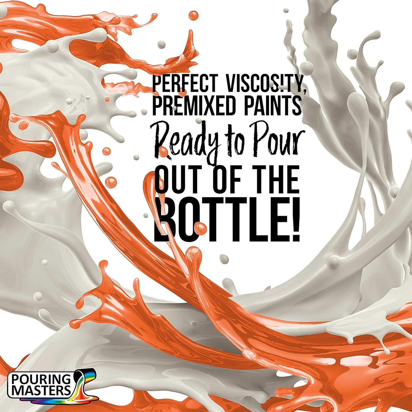 POURING MASTERS Citrus Orange Acrylic Ready to Pour Pouring Paint - Premium 32-Ounce Pre-Mixed Water-Based - for Canvas, Wood, Paper, Crafts, Tile, Rocks and More
