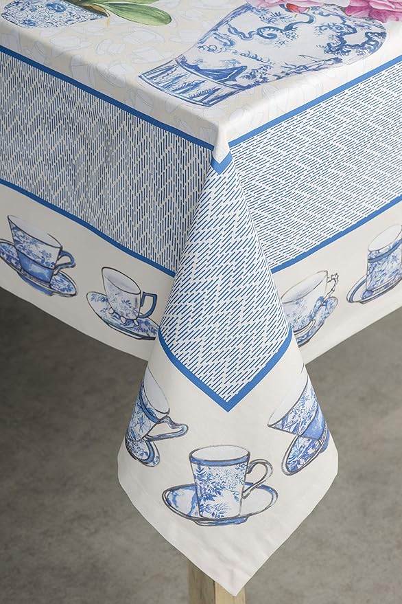 Maison d' Hermine Table Cloth Rectangle Table 100% Cotton 70 x 108 Inches Tablecloth Reusable Decorative Everyday Use for Dining Room, Farmhouse, Home, Party, Festive & Wedding Spring Summer - Canton