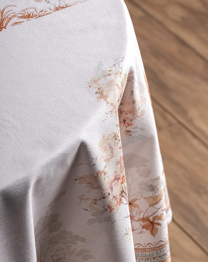 Maison d' Hermine Table Cloth Round Table 100% Cotton 69 Inches Fall Tablecloth Reusable Everyday Use for Thanksgiving Christmas Decorations Dining Farmhouse Party (Giving Thanks)