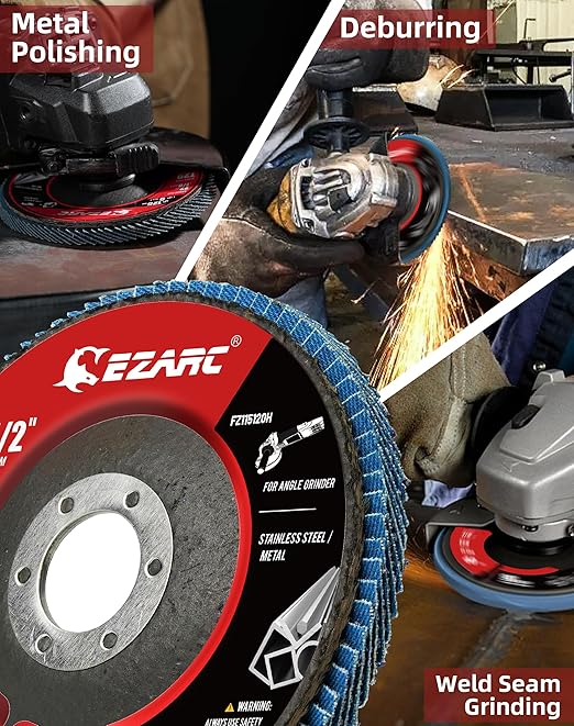 EZARC Flap Discs 120 Grit, 4.5" x 7/8" High Density Jumbo Zirconia Flap Sanding Disc Type 29 for Sanding, Rust Removal, Finishing, Grinding, Deburring (12 Pack)