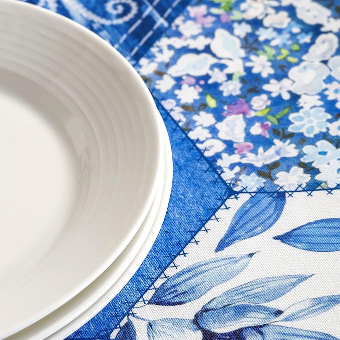 Maison d' Hermine Table Cloth Rectangle Table 100% Cotton 60 x 120 Inches Tablecloth Reusable Decorative for Dining Room, Farmhouse, Home, Party, Festive & Wedding Spring Summer - Summer Blues