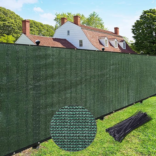 UPGRADE Privacy Fence Screen 6'x21' Dark Green Outdoor 90% Visibility Blockage 170 GSM Mesh Shade Cover Panels for Backyard,Balcony,Home Decoration with Zip Ties,Customized Avaliable