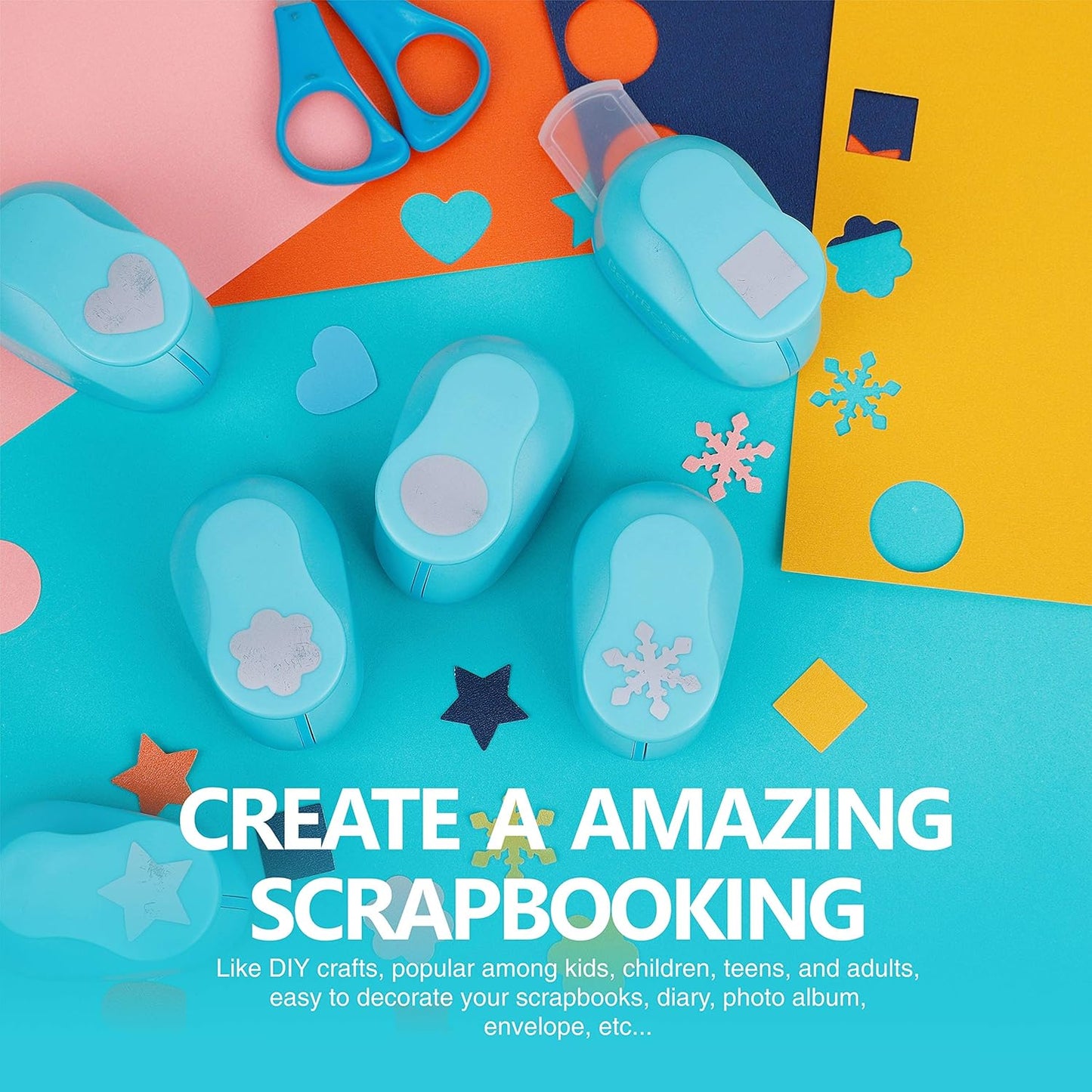 6 Craft Hole Punch Shapes 1 Inch Paper Punches for Crafting Handmade Scrapbooking Punches Mix Shapes Designs for Kindergarten Teacher Office Supplies Kids by BearBoss