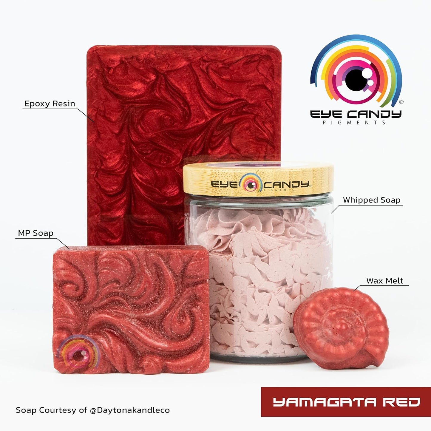 Eye Candy Pigments Premium True Red Mica Powder - Yamagata Red (50gr) - for Epoxy, Resin, Soap, Paint, Woodworking, Acrylic Pouring, Bath Bombs, Fishing Lures - DIY Arts and Crafts Additive