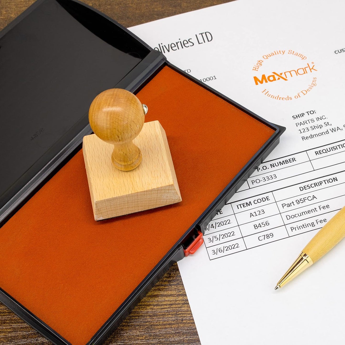 Large Premium Crimson Red Ink Stamp Pad - 3" by 6" - Quality Felt Pad