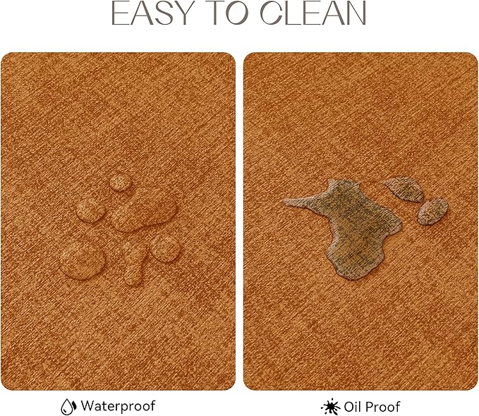 Romanstile Vinyl Placemats Set of 4-12 X 17 Inch - Heat Resistant Place Mats 100% Waterproof Oilproof Wipeable Reversible Faux Leather Table Mats for Kitchen, Dining, Party, Outdoor, Orange