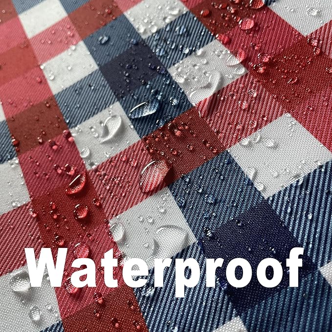 Waterproof Plaid Tablecloth Fabric - Square 58x58 Inch Classic Gingham Checker Table Cloth for Indoor/Outdoor Use - Buffalo Table Cover for Picnics, BBQs, and Parties