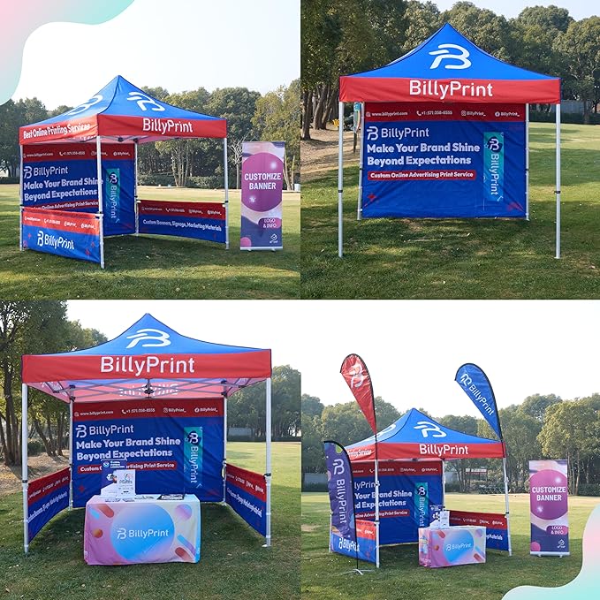 Custom Half Wall for 10' x 10' Canopy Pop-Up Tent for Tradeshows, Featuring Your Logo (Only 1 Half Wall, Excluding Canopy Tent on Front Picture)