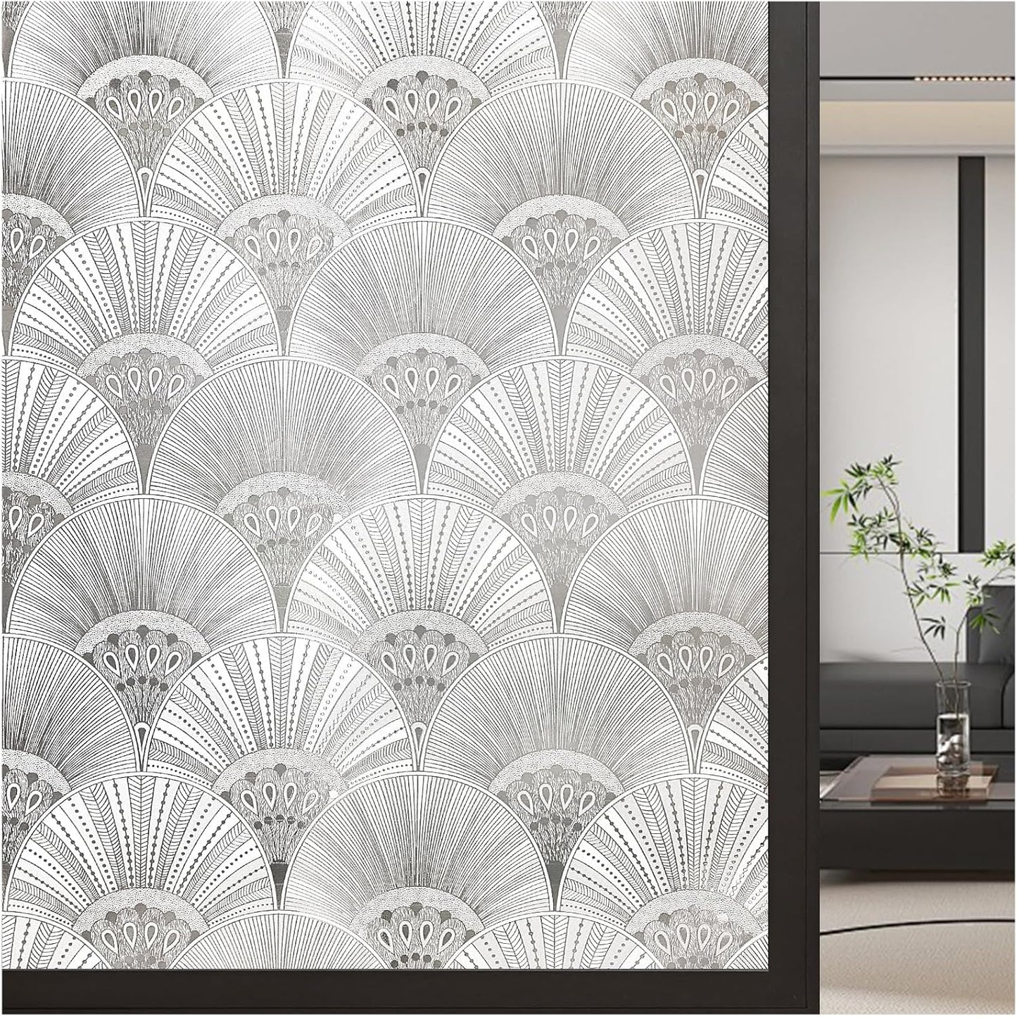 Beautyhero Window Privacy Film, Frosted Reeded Glass Cling, 3D Decorative Coverings with UV Blocking, Static Cling Tint for Bathroom Doors Cabinet