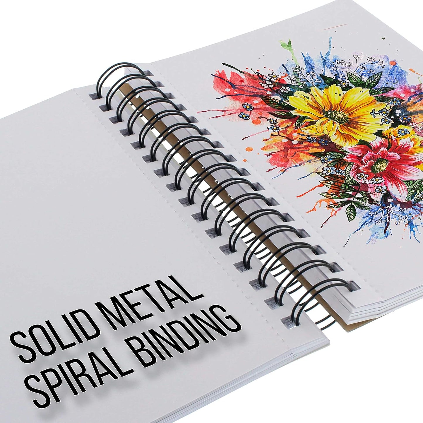 U.S. Art Supply 5.5"x8.5" Mixed Media Sketchbook, 2 Pack (60 Sheets), 98 lb (160 GSM) - Spiral-Bound Pad with Perforated Acid-Free Paper - Artist Sketch Book for Drawing, Painting, Watercolor