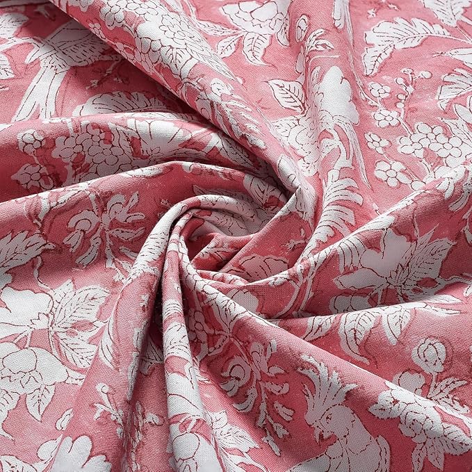 CPC Cotton Table Runner 16x90 Inch Block Printed Long Fall Table Runner for Dining Table, Card Table, Coffee Table, Wedding, Farmhouse & Outdoor Barbeque-Coral Pink
