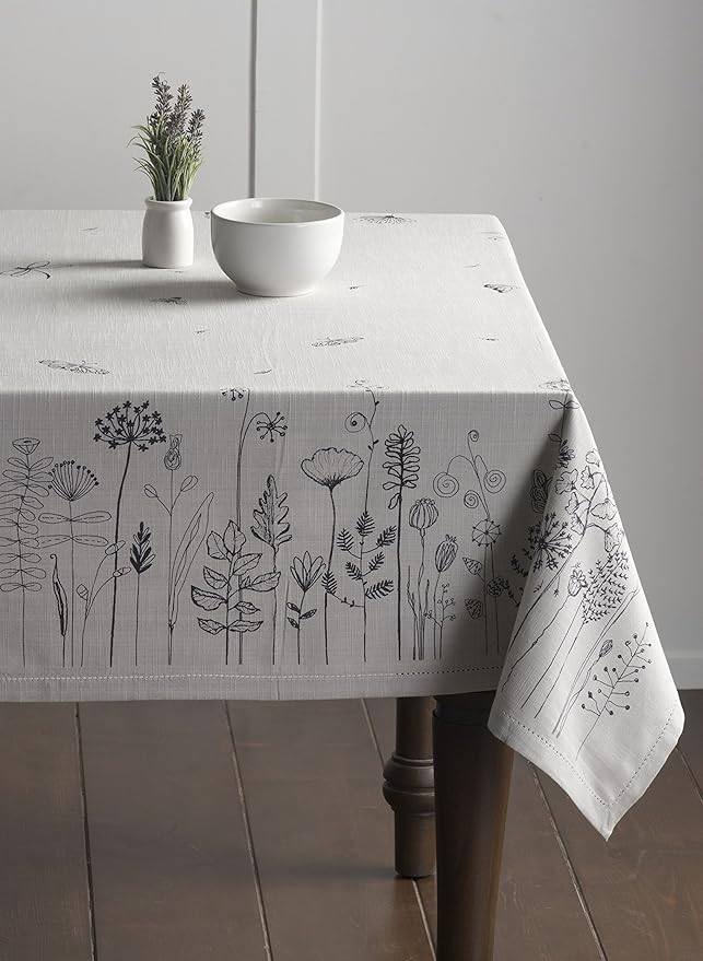 Maison d' Hermine Table Cloth Rectangle Table 100% Cotton 60 x 120 Inches Tablecloth Reusable Decorative Everyday Use for Dining Room, Farmhouse, Home, Party, Festive & Wedding Spring Summer - Flore