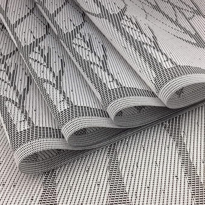 Gugrida Place Mats PVC Set of 6, Table Placemats Set of 6 PVC Woven Vinyl Place Mats Table Mats Natural Color (6 pcs, Silver Tree)