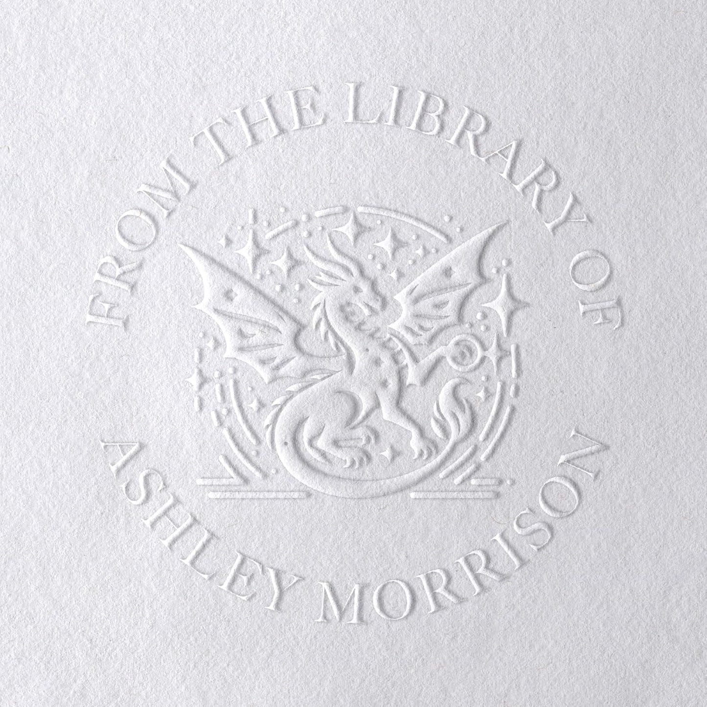 Dragon Book Embosser, Custom Round Library Book Embosser, Fantasty Fiction Dragon Ex Libris Embosser, Gift for Book Lover | Black or Pink Embosser (Dragon #2)