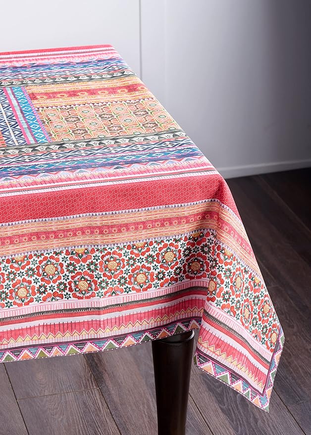 Maison d' Hermine Table Cloth Rectangle Table 100% Cotton 70 x 108 Inches Fall Tablecloth Reusable Everyday Use for Thanksgiving Christmas Decorations Dining Farmhouse Party (Ispahan)