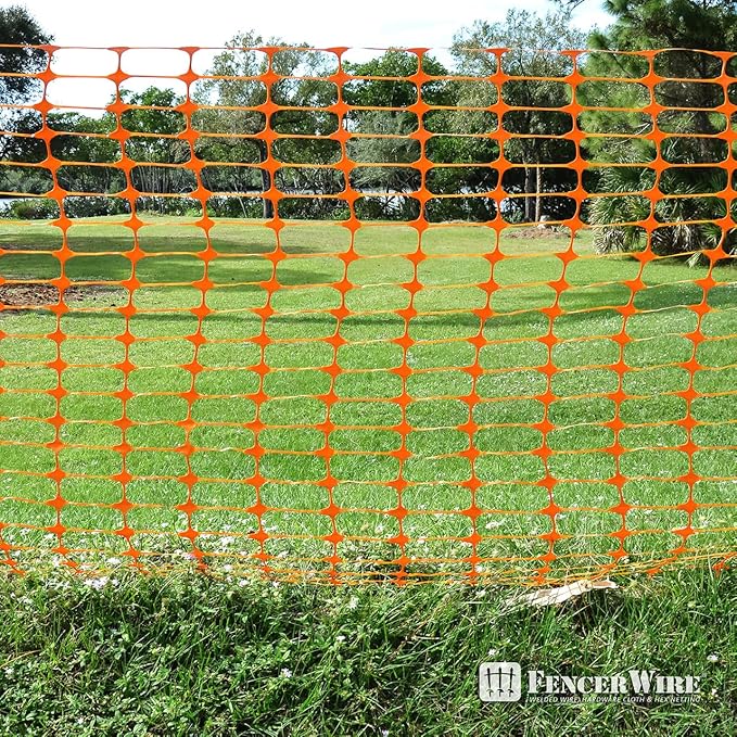 Fencer Wire 4 ft. Safety Fence, 100 ft. Orange Plastic Fencing Roll for Construction, Pet and Event Fencing, 4 cm x 10 cm Mesh