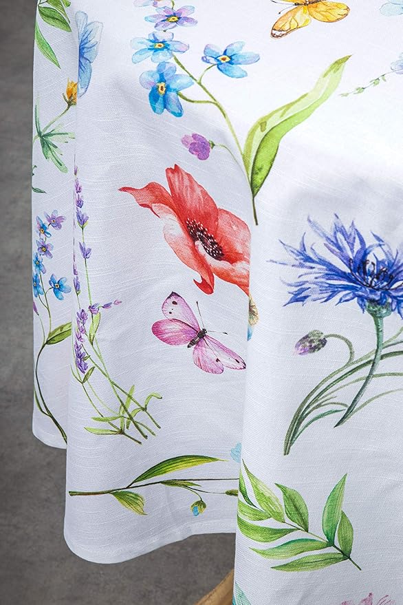 Maison d' Hermine Table Cloth Round Table 100% Cotton 69 Inches Tablecloth Reusable Decorative Everyday Use for Dining Room, Farmhouse, Home, Party, Festive & Wedding Spring Summer - Just Floral