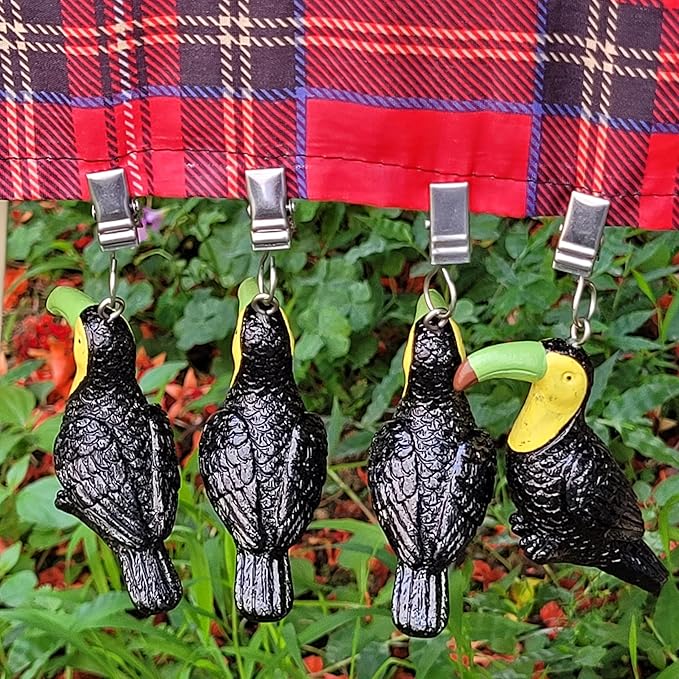 TwoFish Home Set of 4 Toucan Resin Tablecloth Weights Clips Toucan Handicraft Tablecloth Clamps Pack of 4