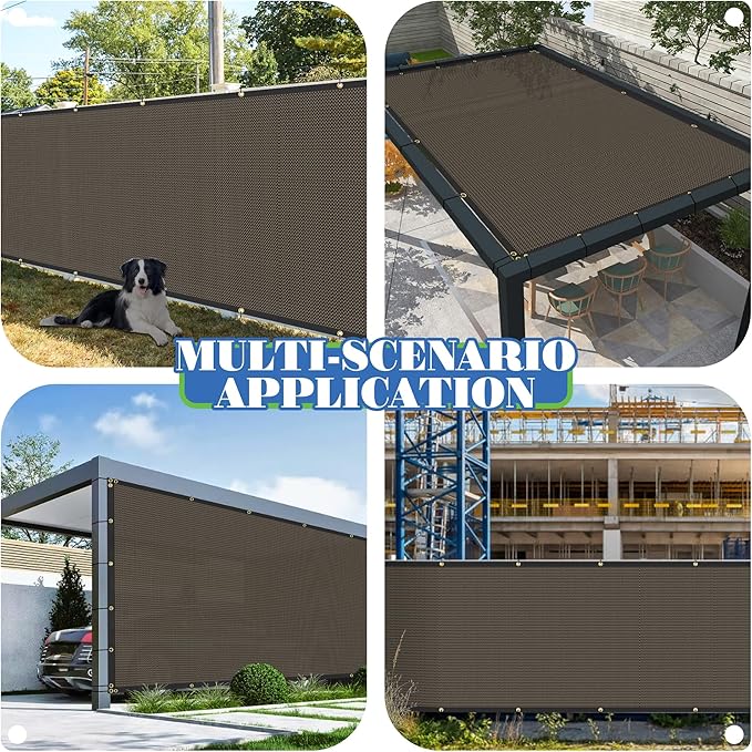 ECOOPTS 4'x265' Privacy Fence Screen Windscreen with Copper Grommets, Fit for Commercial Fence and Residential Garden Outdoor 90% UV Blockage, Cable Zip Ties Included (Brown)