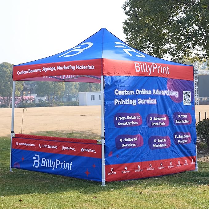 Custom Full Wall for 10' x 10' Canopy Pop-Up Tent for Tradeshows, Featuring Your Logo (Only 1 Full Wall, Excluding Canopy Tent on Front Picture)