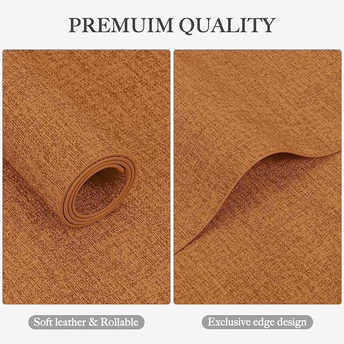 Faux Leather Heat Resistant Fall Placemats Set of 6 – Waterproof Oilproof Wipeable Dining PU Vinyl Place Mat Easy Clean Table Mats for Kitchen/Dining/Party/Holiday, Orange