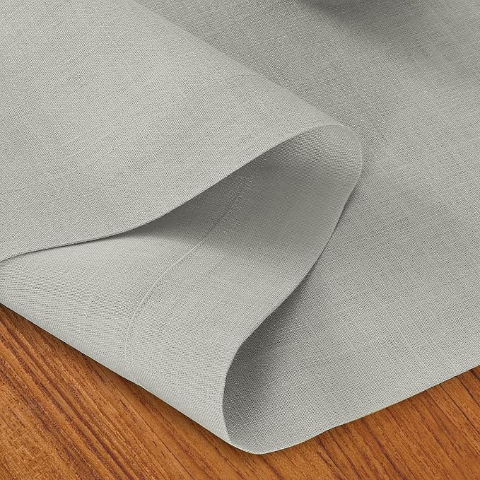 D'Moksha Homes Linen Silver Grey Table Runner 72 Inches Long - 100% Pure Linen 14 x 72 Inch Table Runner for Dining, Winter, Holiday - Machine Washable