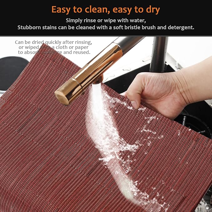 Placemats Set of 12 Washable&Wipeable Place mats for Dining Table Kitchen Indoor Outdoor Table Mats Heat Resistant Non Slip Woven Vinyl Table Placemats (Red，12PCS)