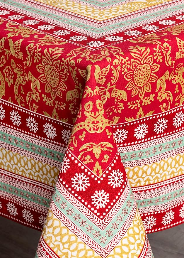 Maison d' Hermine Table Cloth Rectangle Table 100% Cotton 70 x 120 Inches Fall Tablecloth Reusable Everyday Use for Thanksgiving Christmas Decorations Dining Farmhouse Party (Sofia)