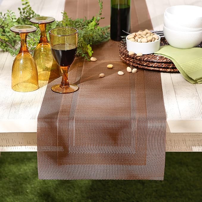 DII PVC Tabletop Collection Woven Indoor/Outdoor, Table Runner, 14x72, Cinnamon