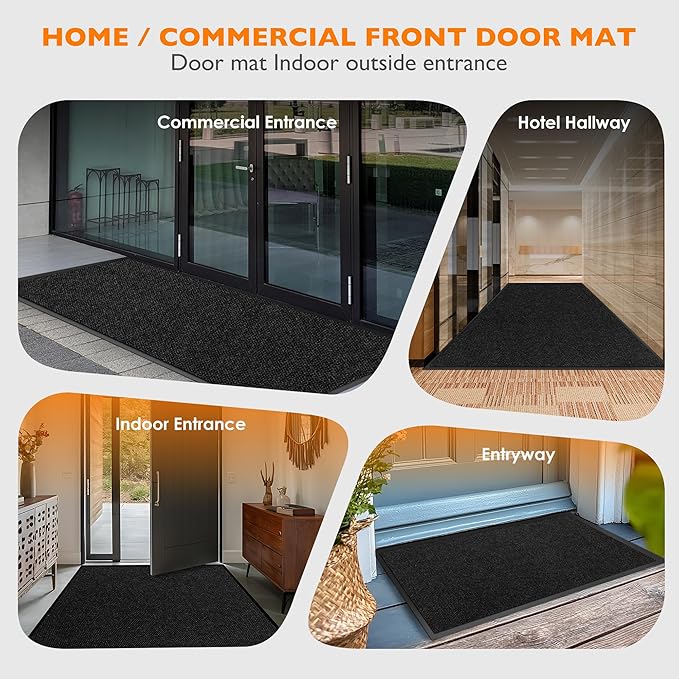 Custom Size Extra Large Front Door Mat, 3FT x 55FT Indoor Outdoor Entrance Commercial Floor Mat, Heavy Duty Dirt Trapper Doormat for Entryway Welcome Mat, Low Profile, Non-Slip, Waterproof
