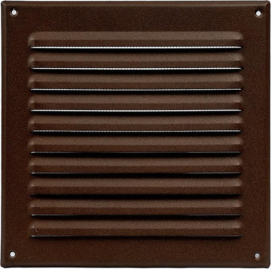 Square Ventilation Grille / 8" x 8" Inch Inside Measurement/Brown Metal Air Vent Louver - Inside/Outside use - / 10" x 10" Inch Outer Measurement