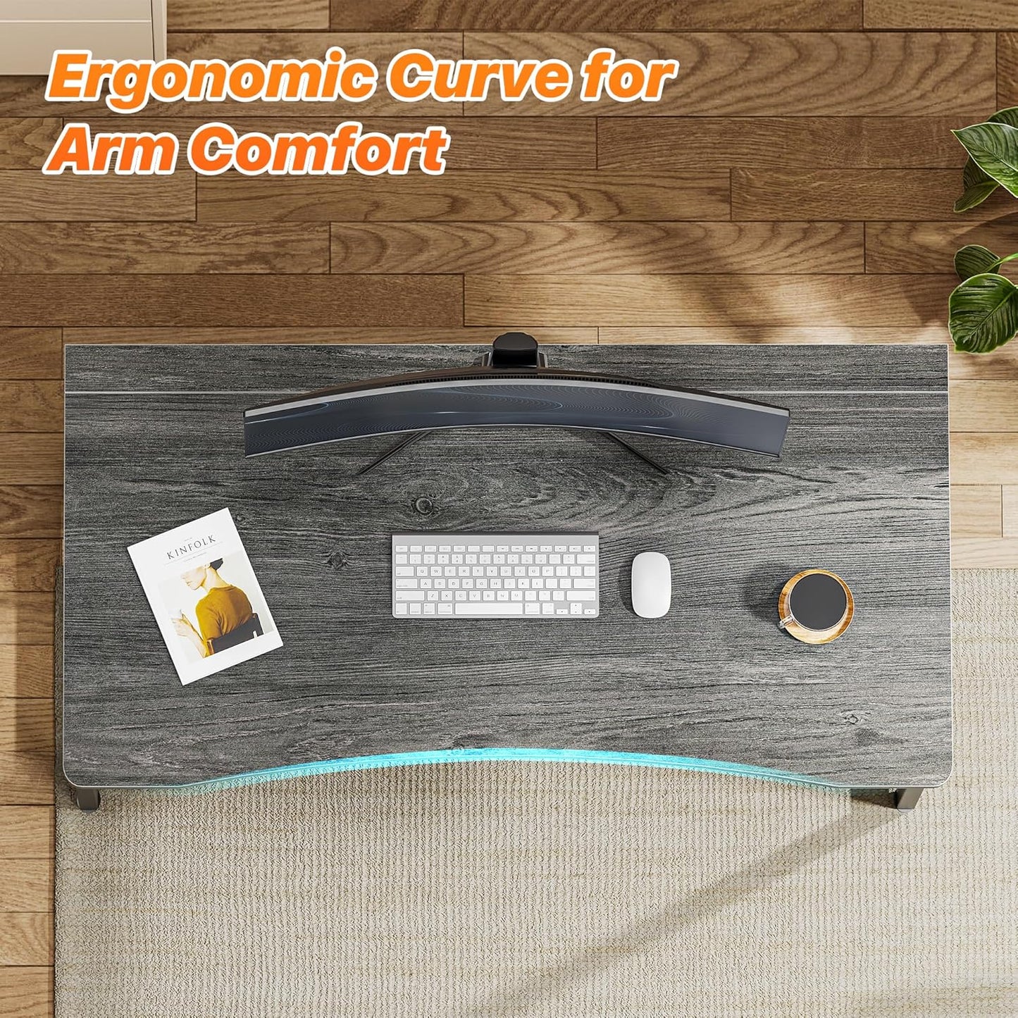 Huuger Folding Desk for Small Spaces, 39.3 Inch Foldable Computer Table, for Home Office, Study, Bedroom, Dorm, Space Saving, Small Writing Work Office Computer Desk, Easy to Fold, Grey