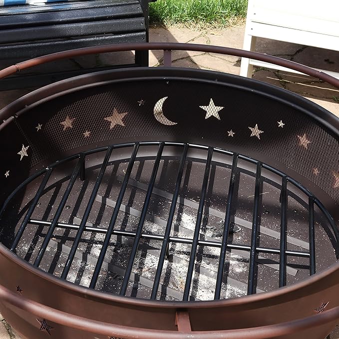 Sunnydaze Round Fire Pit Grate - Elevated Wood Grate for Fire Pit - Heavy-Duty Steel Log Grate for Outside - 12-Inch
