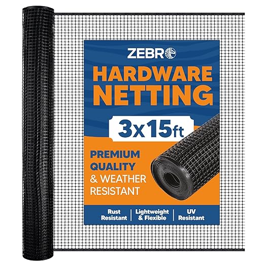Zebro Plastic Mesh Screen & Fence Roll (3' x 15' - Black) - Indoor/Outdoor Balcony, Patio & Porch Netting - Safety Barrier Fence for Pets & Kids