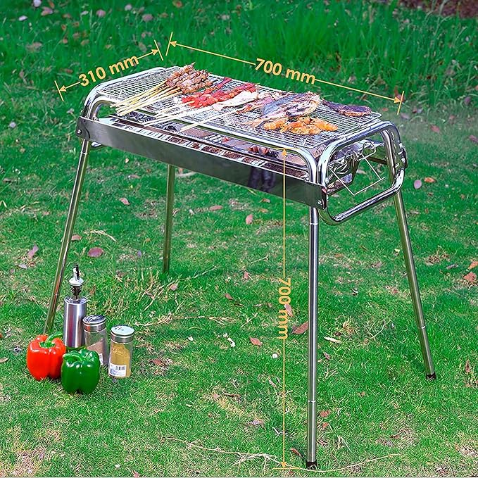 Charcoal Grill, Barbecue Charcoal Grill, Outdoor Stainless Steel Smoker BBQ grill for Outdoor Cooking Camping Picnics Beach 336 Square Inches
