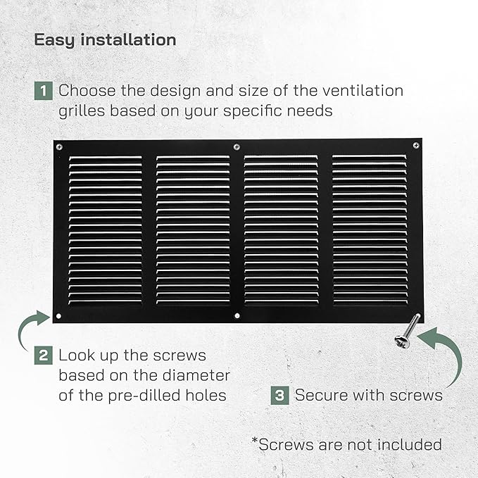 Vent Systems 16" x 8" Inch Anthracite Metal Air Vent Cover - Louvered Wall Grille with Built-in Mesh Screen - Weather Resistant HVAC Duct Cover for Exhaust & Supply in Home, Garage - Indoor & Outdoor