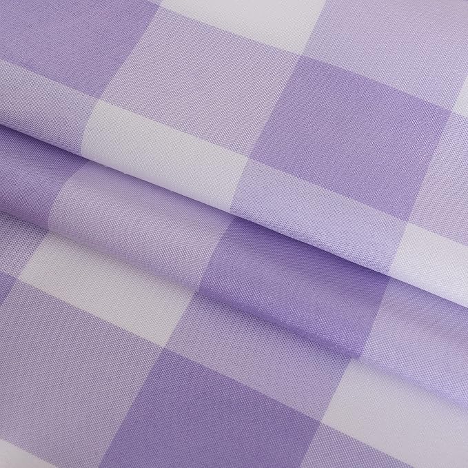 Cupuamon 2 Pack Waterproof Polyester Fabic Round Checkered Tablecloth，60 Outdoor Table Cloth，Oil Stain Prevention Table Cloth for Pinics and Parties（Lavender and White）