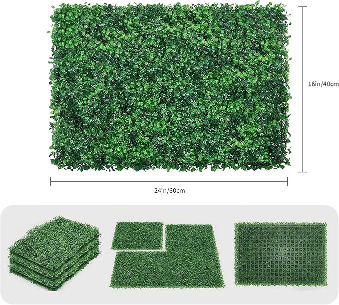 24PCS 24x16inch Artificial Boxwood Panels - UV Protected Privacy Screen Indoor Outdoor Garden Fence