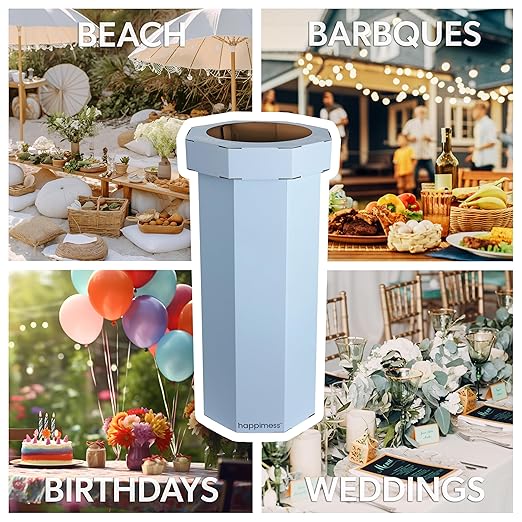 Eyely MPH1300G-SET2 Sal 25-Gallon Disposable Corrugated Cardboard Event Trash Can and Recycling Bin for BBQs, Beach, Parties & Events & Outdoor Activities, Tide Pool Blue (Set of 2)
