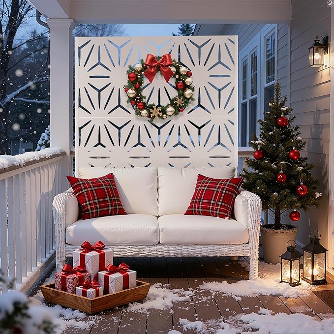 Outdoor Privacy Screen,72" H×47" W Metal Privacy Screen, Freestanding Privacy Fence Panels for Patio