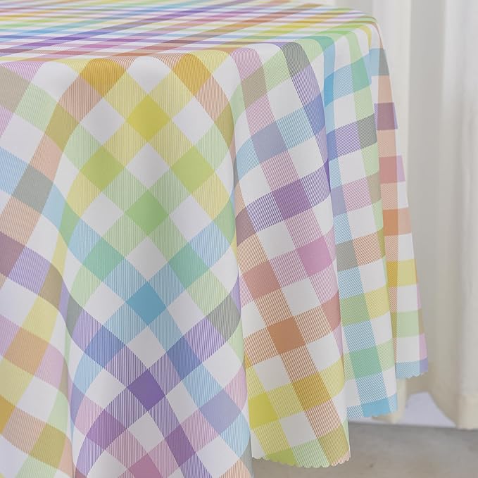 Waterproof Plaid Tablecloth Fabric - Round 58 Inch Classic Gingham Checker Table Cloth for Indoor/Outdoor Use - Buffalo Table Cover for Picnics, BBQs, and Parties
