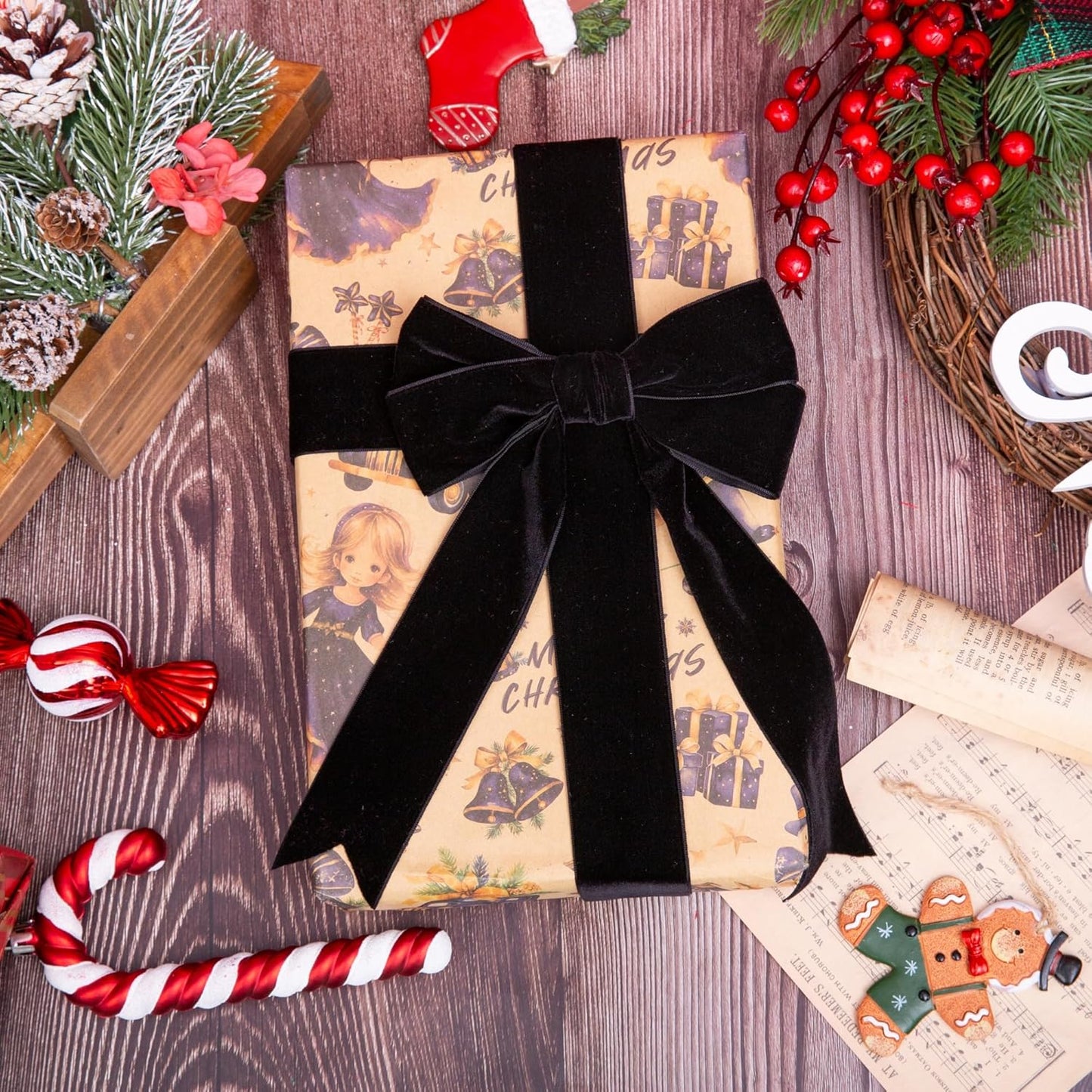 Velvet Ribbon, 1 1/2-Inch by 25-Yard Spool (Black)