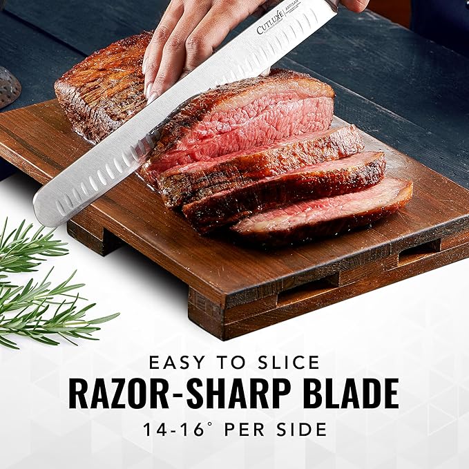 Cutluxe Brisket Knife – 12" Carving & Slicing Knife for Meat & BBQ – Razor Sharp German Steel, Sheath Included, Ergonomic Full Tang Handle Design, Grilling Gifts for Men – Artisan Series