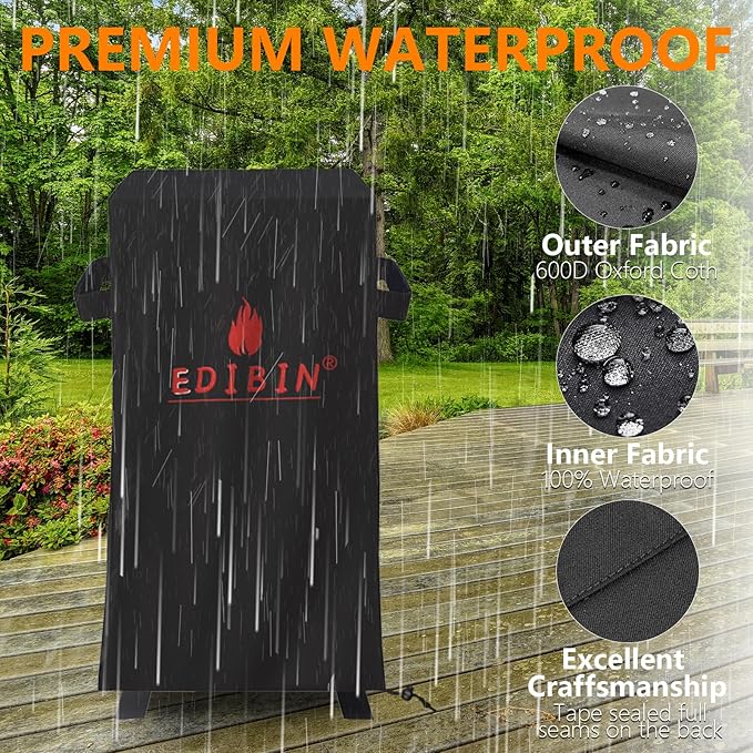 Smoker Cover for Pit Boss Grills PBV3G1 Vertical Smoker, 600D Waterproof Grill BBQ Cover for Pit Boss 3 Series Propane Gas Smoker PBV3G1-23" D x 22" W x 47" H
